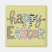 Aimant Joyeux Pâques mignonne lapin floral Leopard de pri (Devant)