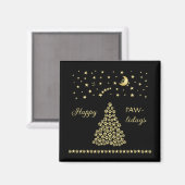 Aimant Joyeux Pawlidays, Or brillant Paw sapin de Noël (Recto/Verso)