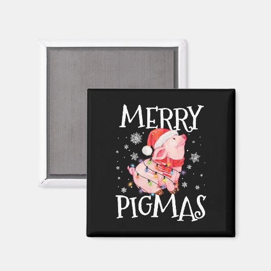 Aimant Joyeux Pigmas Drôle Cochon Feux Noël Lumières Arbr (Recto/Verso)