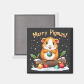 Aimant Joyeux Pigmas Guinée Pig Noël Père Noël (Recto/Verso)