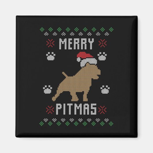 Aimant Joyeux Pitmas Drôle Laide Sweat Pit Bull (Devant)