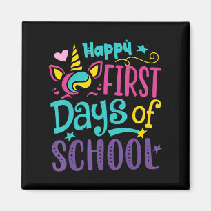 Aimant Joyeux Premier Jour De L'École Cute Unicorn Retour
