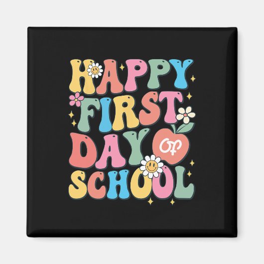 Aimant Joyeux premier jour de l'école enseignant garçons  (Devant)