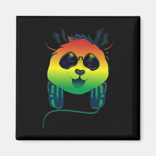 Aimant Joyeux Rasta Coloré Panda Ours Face Avec Sunglasse