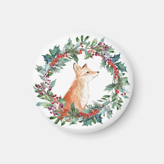 Aimant Joyeux renard des bois à Noël (Devant)