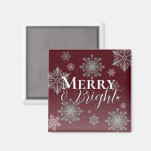 Aimant Joyeux rouge et flocon de neige brillant Noël (Recto/Verso)