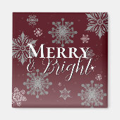 Aimant Joyeux rouge et flocon de neige brillant Noël (Devant)