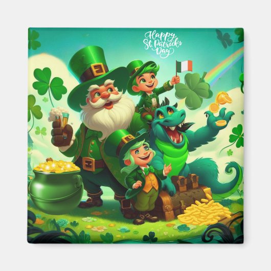 Aimant Joyeux Saint Patrick's Day coloré (Devant)