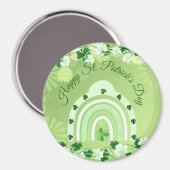 Aimant Joyeux Saint Patrick's Day Lucky Shamrock Rainbow (Recto/Verso)