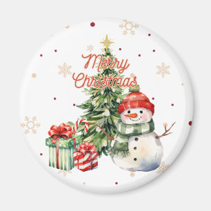 Aimant Joyeux sapin de Noël Snowman et présents