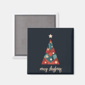 Aimant Joyeux sapin rouge de Noël (Recto/Verso)