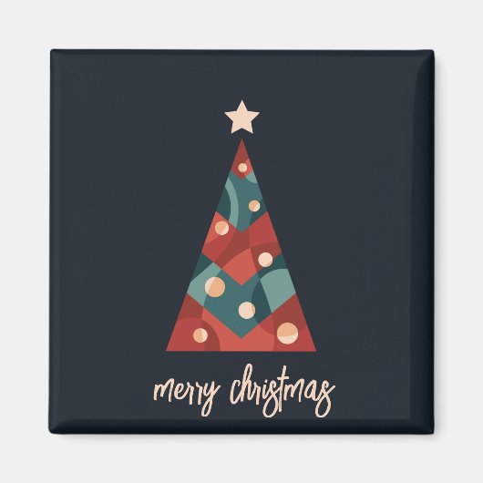 Aimant Joyeux sapin rouge de Noël (Devant)