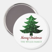 Aimant Joyeux sapin vert de Noël Parkly Nom de famille (Recto/Verso)