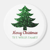 Aimant Joyeux sapin vert de Noël Parkly Nom de famille (Devant)