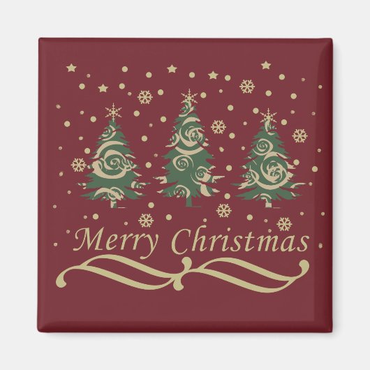 Aimant Joyeux sapins de Noël modernes (Devant)