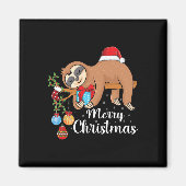 Aimant Joyeux Slothmas joli Noël Sloth Santa Hat Noël (Devant)