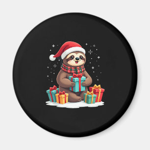 Aimant Joyeux Slothmas mignon Noël paresseux Noël chapeau