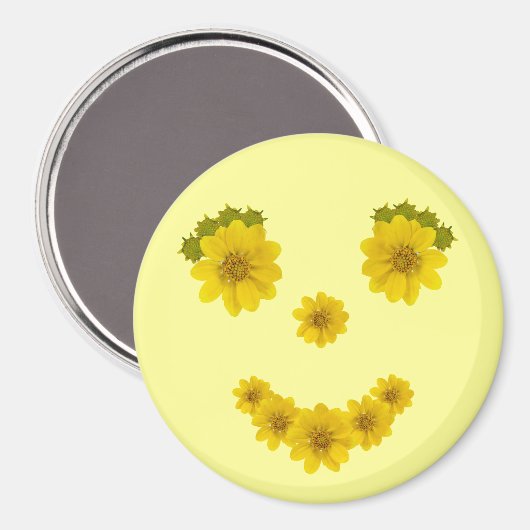 Aimant Joyeux sourire de Fleur Jaune (Recto/Verso)
