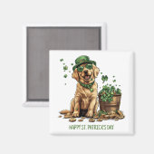 Aimant Joyeux St. Patrick's Day Labrador Retriever Dog (Recto/Verso)