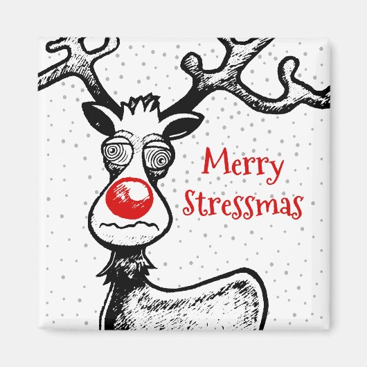 Aimant Joyeux Stress Noël avec Rudolph le renne (Devant)
