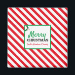 Aimant Joyeux Sucre de canne de Noël Nom personnalisé Mag<br><div class="desc">Décorez votre maison avec la joie de Noël avec cet aimant Sucre de canne Joyeux Noël. Peut être customisé avec votre nom !</div>