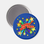 Aimant Joyeux T-shirts du Nouvel An, Steins de bière, Fêt (Recto/Verso)