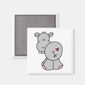 Aimant Joyeux tee-shirts et cadeaux hippo (Recto/Verso)