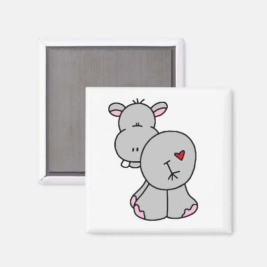 Aimant Joyeux tee-shirts et cadeaux hippo (Recto/Verso)