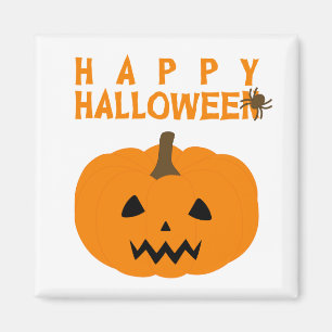 Aimant Joyeux texte et Citrouille d'Halloween sur White M