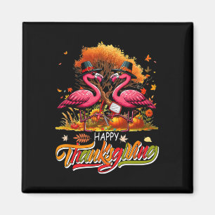 Aimant Joyeux Thanksgiving Deux Flamants Roses Mignons Av