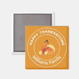 Aimant Joyeux Thanksgiving dinde orange