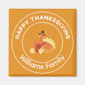 Aimant Joyeux Thanksgiving dinde orange (Devant)
