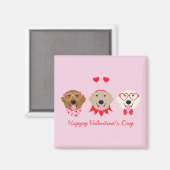 Aimant Joyeux Valentines Day Golden Retriever Dogs (Recto/Verso)
