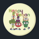 Aimant Joyeux Vegan<br><div class="desc">Si vous êtes végétalien et que vous aimez les modèles mignons, vous allez rire de nos T-shirts, tasses, magnets, cartes, autocollants, sacs fourre-tout, porte - clés, mousepads, sweat - shirts à capuche, gardiens et autres vêtements végétaliens avec des légumes stupides aux grands yeux, y compris une carotte, un brocoli, un...</div>