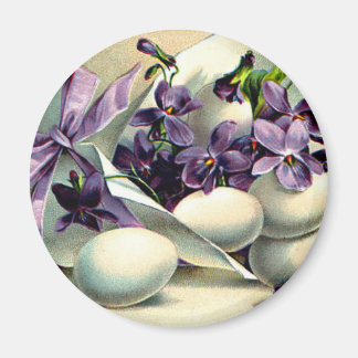 Aimant Joyeux Violets et Oeufs de Pâques Vintages