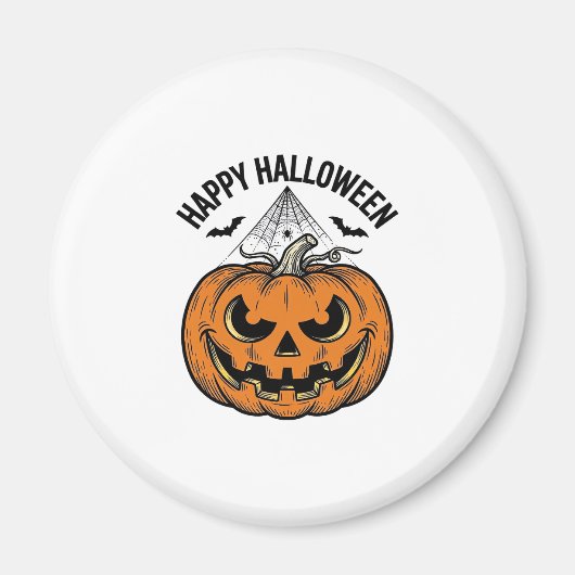 Aimant Joyeux visage de citrouille d'Halloween Création v (Devant)
