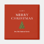 Aimant Joyeux voeux de Noël avec arbre sur coutume rouge (Devant)