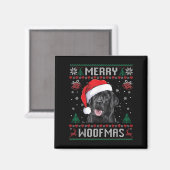 Aimant Joyeux Woofmas Sweat Ugly Black Lab Labrador Chri (Recto/Verso)
