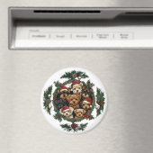 Aimant Joyeux Yorkshire Terrier Chiens de Noël (In Situ (Lave-vaisselle))