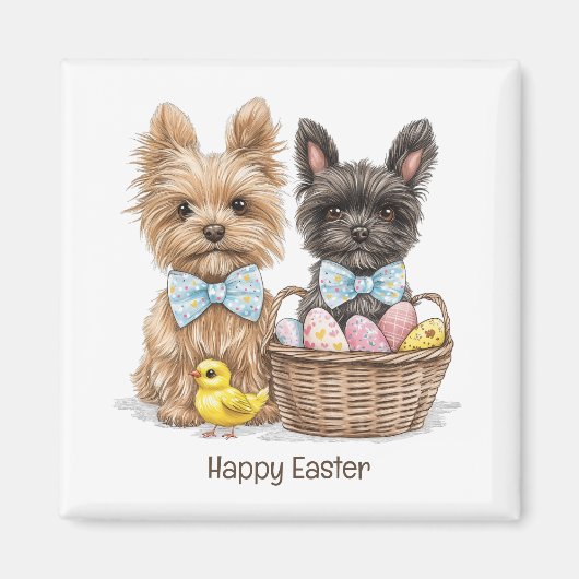 Aimant Joyeux Yorkshire Terrier Chiens de Pâques (Devant)
