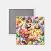 Aimant Joyful Easter bunny and floral egg decorative mag (Recto/Verso)