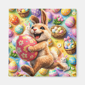 Aimant Joyful Easter bunny and floral egg decorative mag (Devant)
