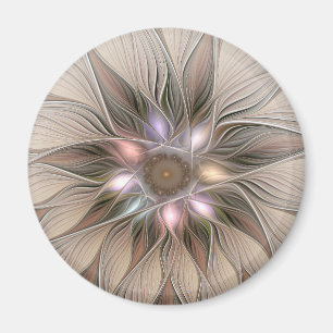 Aimant Joyful Flower Abstract Beige Brown Floral Fractal