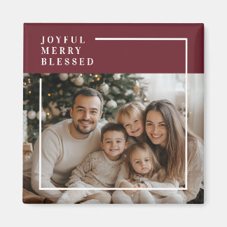 Aimant Joyful Merry Blessed Personalized Christmas Photo