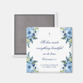 Aimant Juliette Dusty Blue Floral Christian Wedding Favor (Recto/Verso)