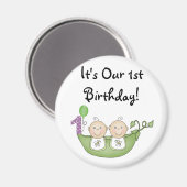 Aimant Jumeaux de pois dans une poitrine Premier annivers (Recto/Verso)