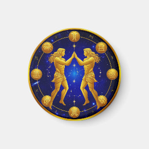 Aimant Jumeaux Gémeaux Dans Un Cercle Cosmique