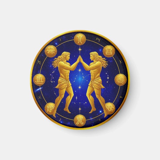 Aimant Jumeaux Gémeaux Dans Un Cercle Cosmique (Devant)