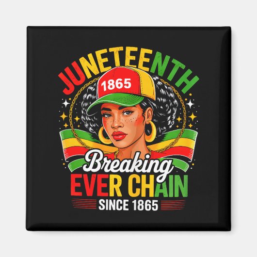Aimant Juneteenth brisant chaque chaîne 1865 noir afro (Devant)