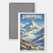 Aimant Jungfrau, Suisse, dans un classique rétro (Recto/Verso)